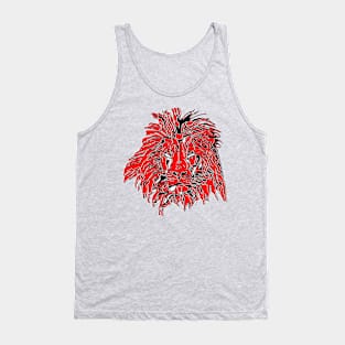 Lion Head Drawing Illustration Artwork Wildlife Predator Whiskers Tank Top